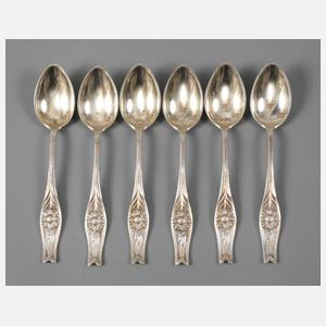 Sechs Mokkalöffel Jugendstil