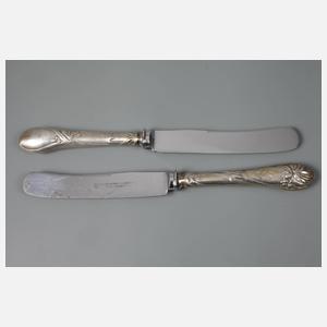 Sechs Abendbrotmesser Silber