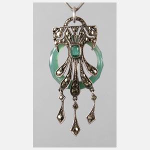 Jugendstil-Anhänger mit Markasiten und Smaragd