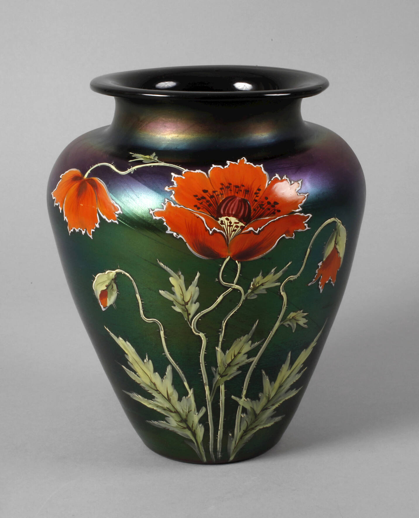 Ferdinand von Poschinger Vase Mohndekor