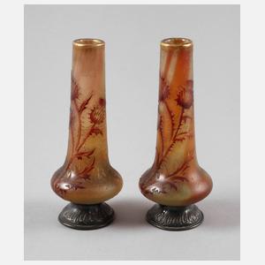 Daum Nancy Paar kleine Ätzglasvasen