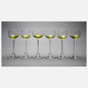Sechs Jugendstil-Weingläser