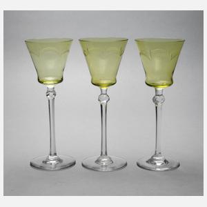 Drei Stängelgläser Jugendstil