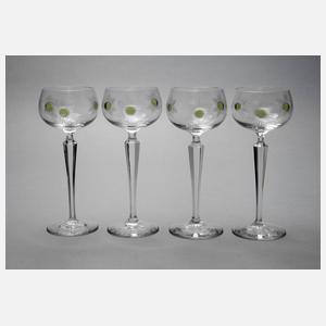 Vier Stängelgläser Jugendstil