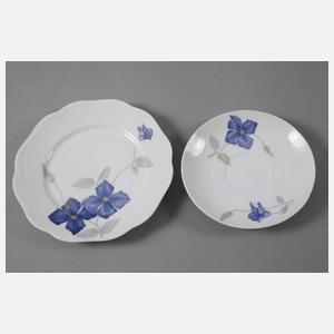 Rosenthal elf Teegedecke mit Clematisdekor