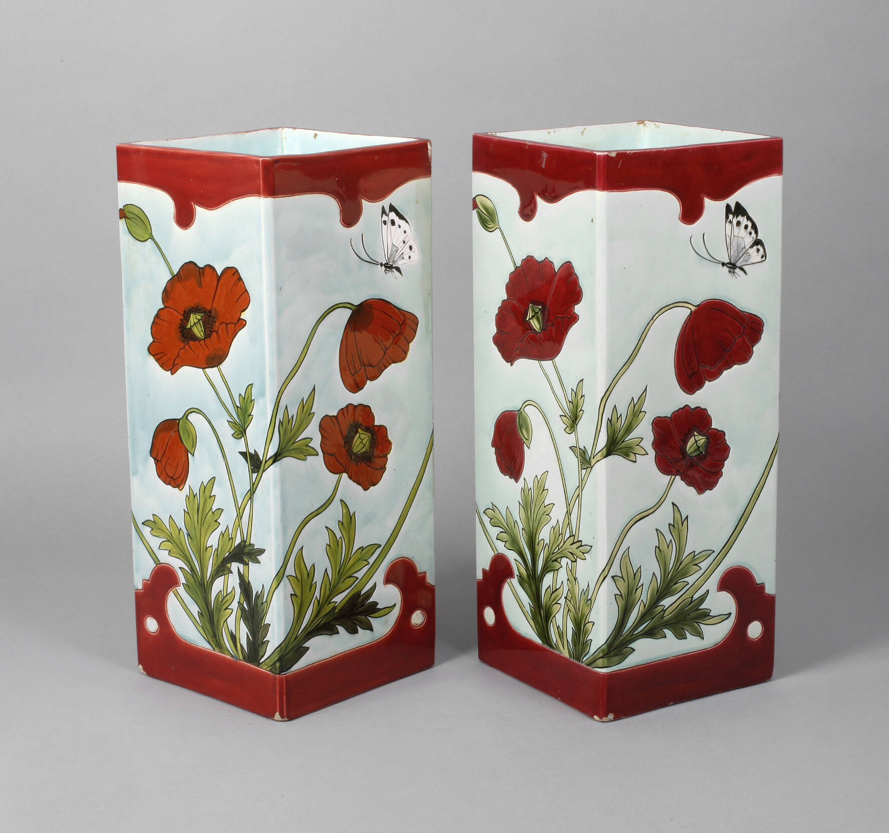 J. von Schwarz paar übergroße Jugendstilvasen