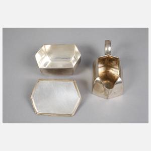 Silber Zuckerdose und Sahnegießer Art déco