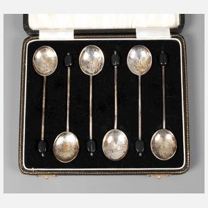 Sechs Mokkalöffel England Silber