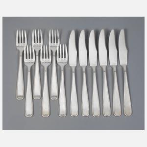 Silber Fischbesteck für sechs Personen