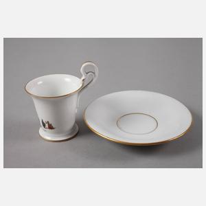 Meissen Jubiläumstasse mit Eisenbahnmotiv