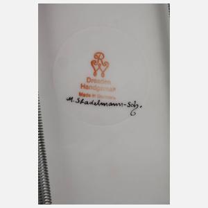 Dresden drei Durchbruchteller mit Blumenmalerei