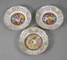 Dresden drei Durchbruchteller mit Blumenmalerei