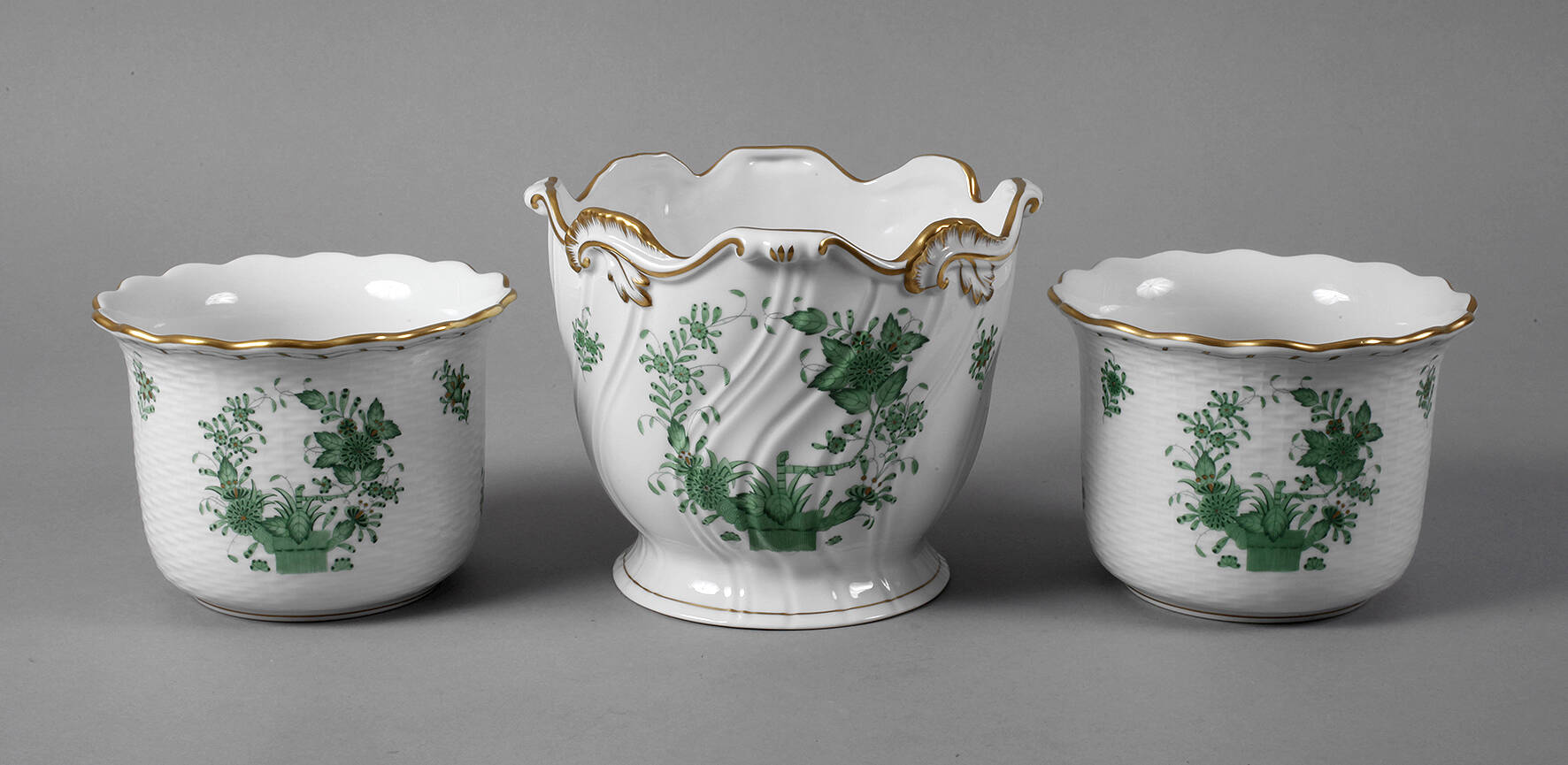 Herend Ungarn drei Cachepots "Garbendekor"