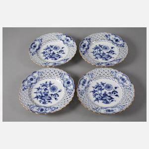 Meissen vier Durchbruchteller "Zwiebelmuster"