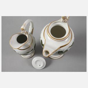 Meissen Mokkakanne und Sahnegießer Weinlaubdekor
