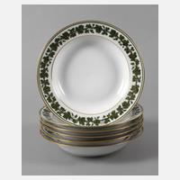 Meissen sechs Suppenteller mit Weinlaubdekor111