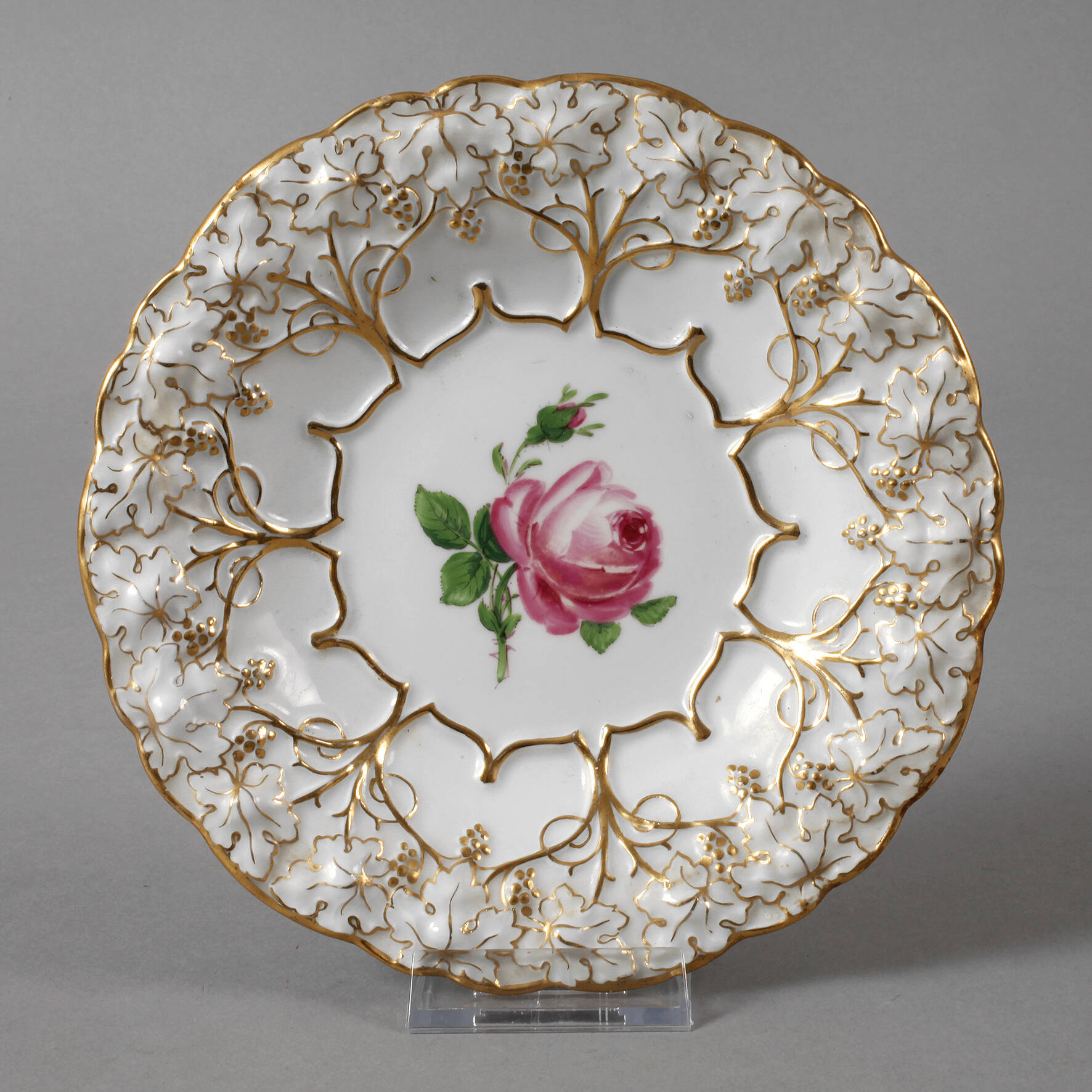 Meissen kleiner Prunkteller "Rote Rose"