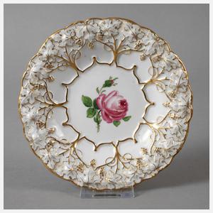 Meissen kleiner Prunkteller "Rote Rose"