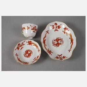 Meissen Mokkagedeck "Reicher Drache, rot"