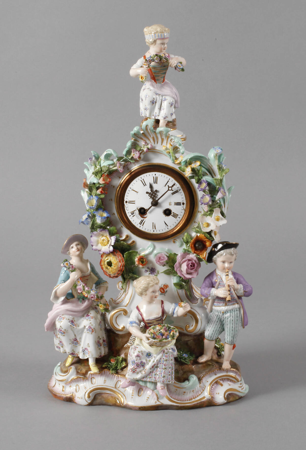 Meissen "Uhrengehäuse mit Gärtnerfiguren"