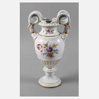Meissen Teichert Schlangenhenkelvase mit Blumenmalerei111