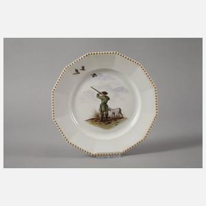 Nymphenburg zwei Teller mit Jagdmotiv