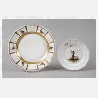 Nymphenburg zwei Teller mit Jagdmotiv111
