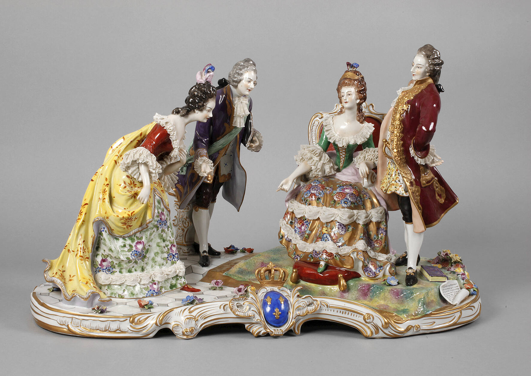 Volkstedt monumentale Figurengruppe "Königliche Audienz"