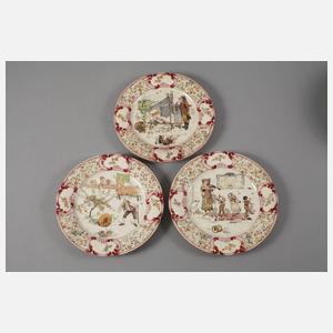 Sarreguemines zehn Teller mit Figuren