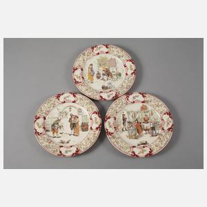 Sarreguemines zehn Teller mit Figuren