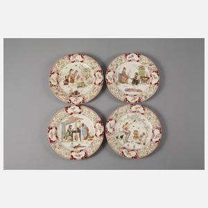 Sarreguemines zehn Teller mit Figuren