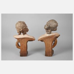 Paar Salonbüsten Tag & Nacht