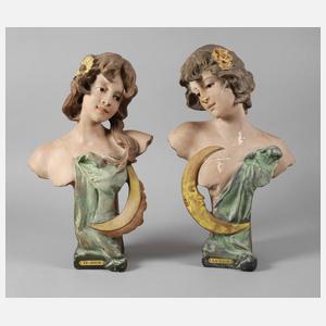 Paar Salonbüsten Tag & Nacht