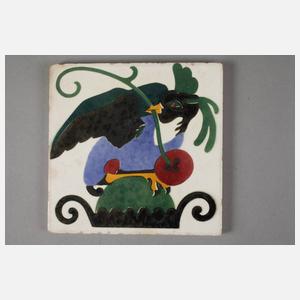 Meissen Teichert zwei Fliesen mit Vogelmotiven