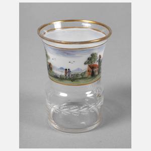 Becherglas mit Landschaftsmalerei