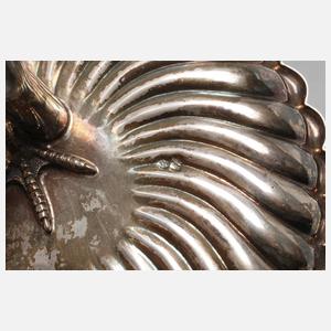 Silberleuchter mit Reiher