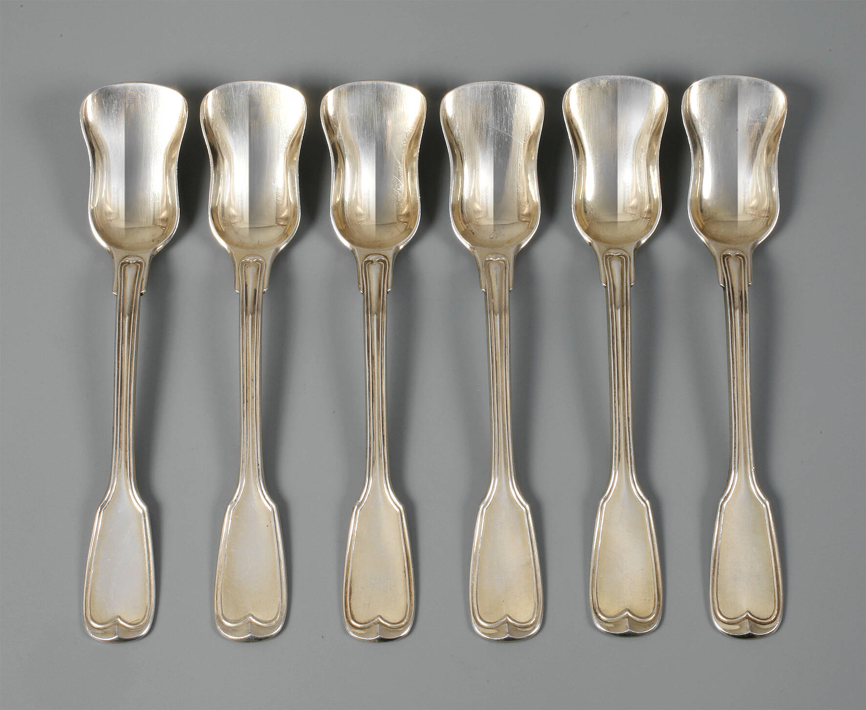 Silber sechs Eislöffel Augsburger Faden