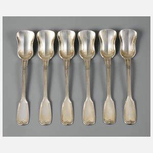 Silber sechs Eislöffel Augsburger Faden