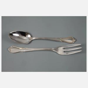 Silber 15 Kaffeelöffel und zwölf Kuchengabeln