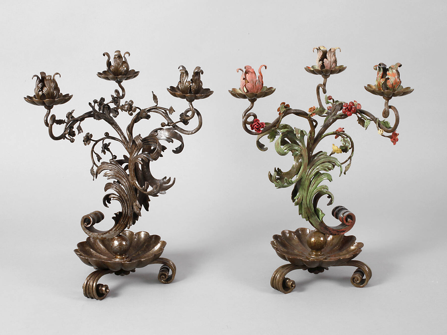 Paar schmiedeeiserne Kerzenleuchter