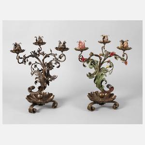 Paar schmiedeeiserne Kerzenleuchter