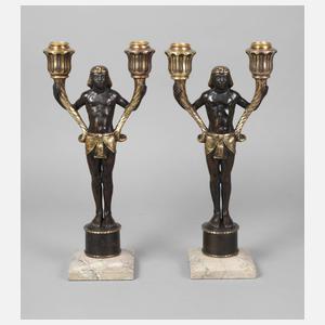 Paar figürliche Kerzenleuchter Bronze
