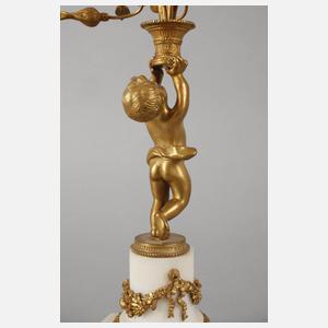 Paar Bronzeleuchter mit Putten