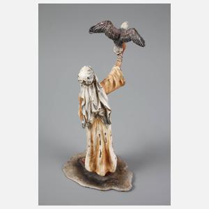 Wiener Bronze Orientalin als Falknerin