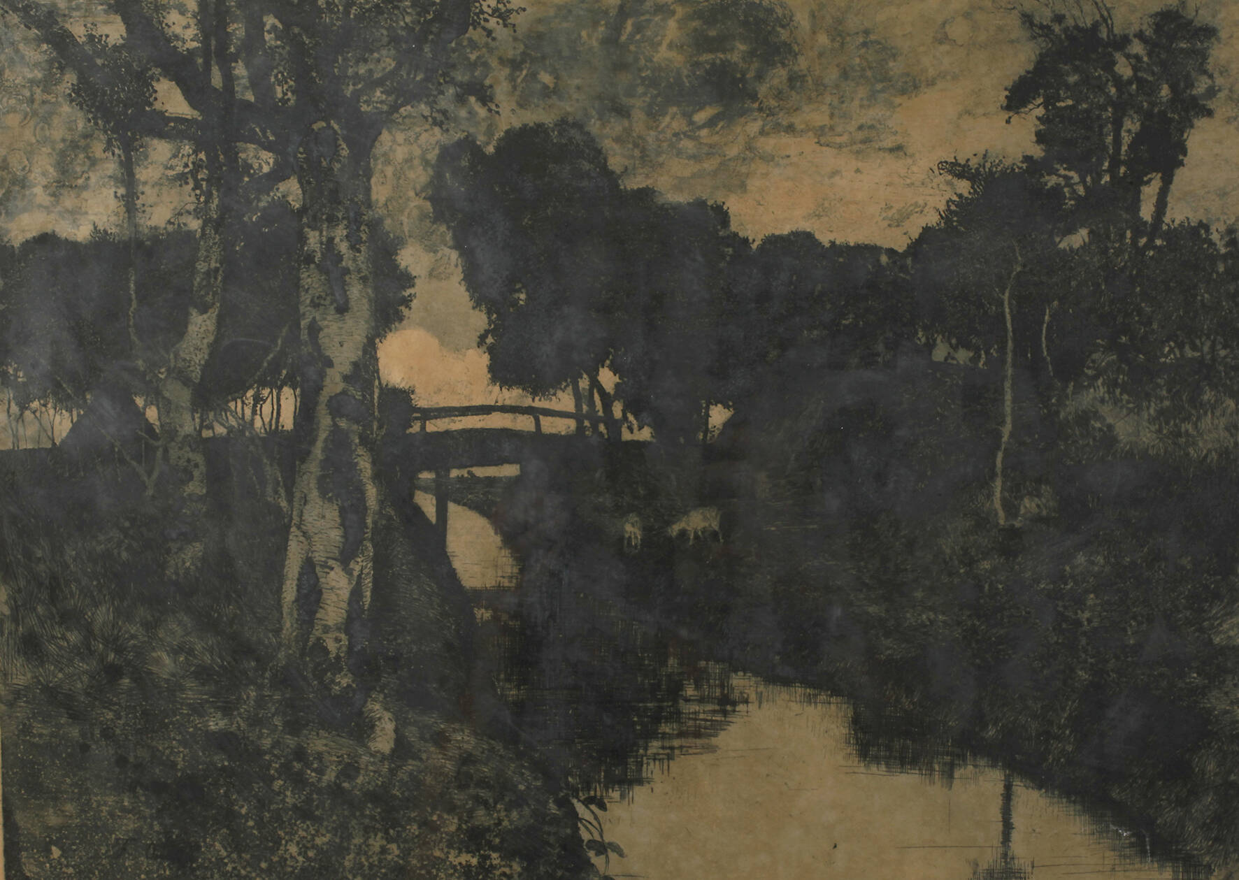 Fritz Overbeck, "Abend am Fließ in Worpswede"