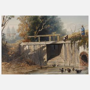 Wanderer an der Brücke