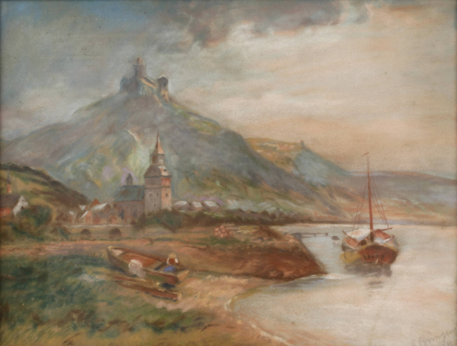 C. Brünzener, Partie am Rhein