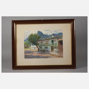 Otto Kubel, "Oberammergau – Straßenbild mit Kofel"