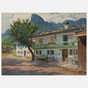 Otto Kubel, "Oberammergau – Straßenbild mit Kofel"