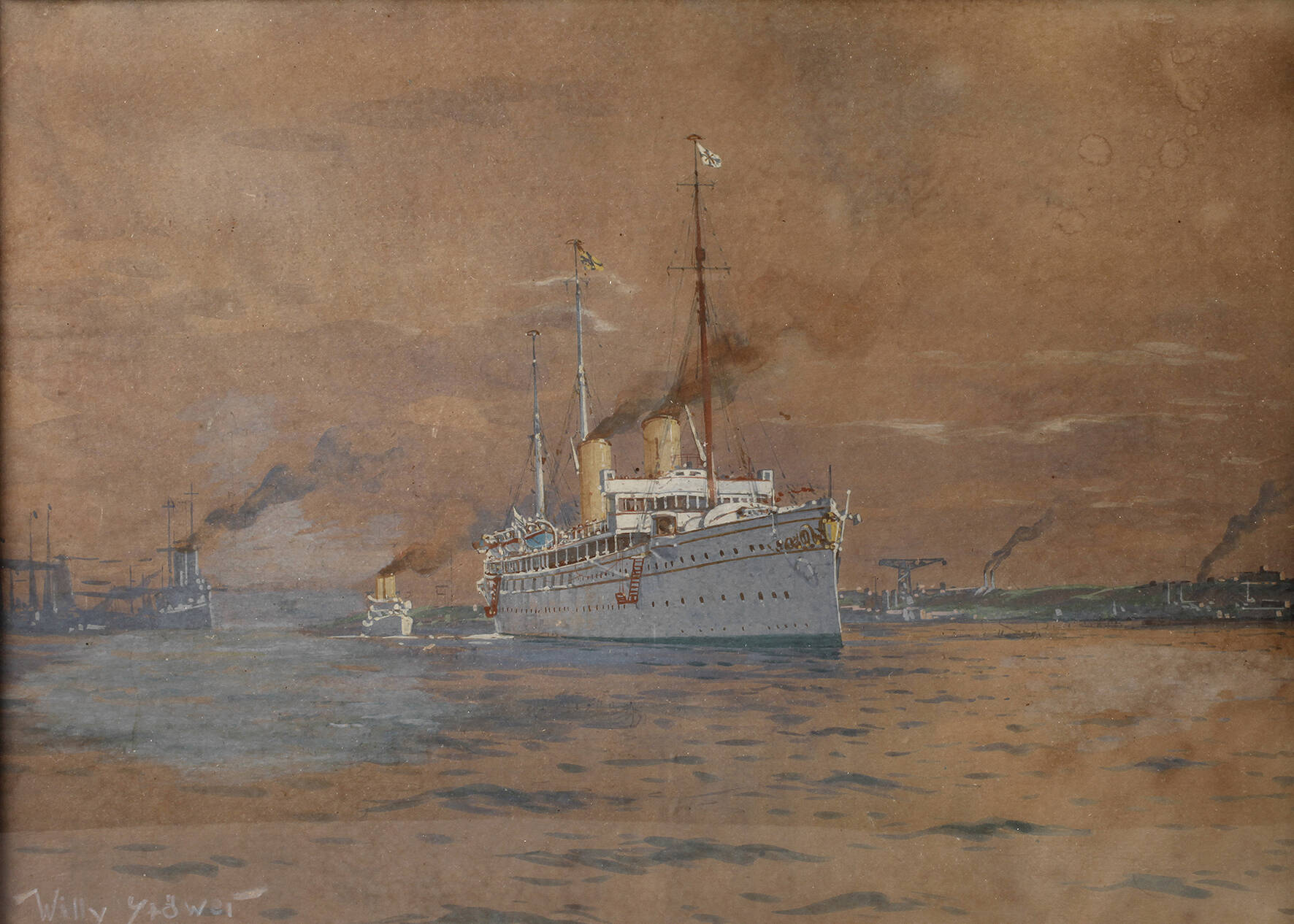 Prof. Willy Stöwer, Auslaufender Dampfer